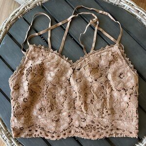 Willow & Root Buckle Smocked bralette bustier WOODSMOKE tan brown medium